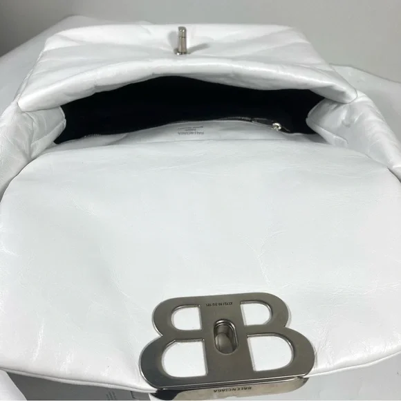 Balenciaga Small Monaco Leather Shoulder Bag Optic White NEW 7878962AA3Z - Picture 13 of 17